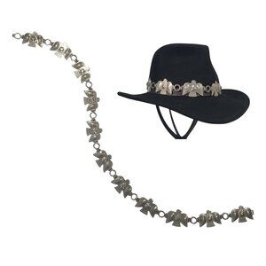 Vintage Thunderbird Concho Chain Belt and/or Hat Band Silver Metal  28" Small